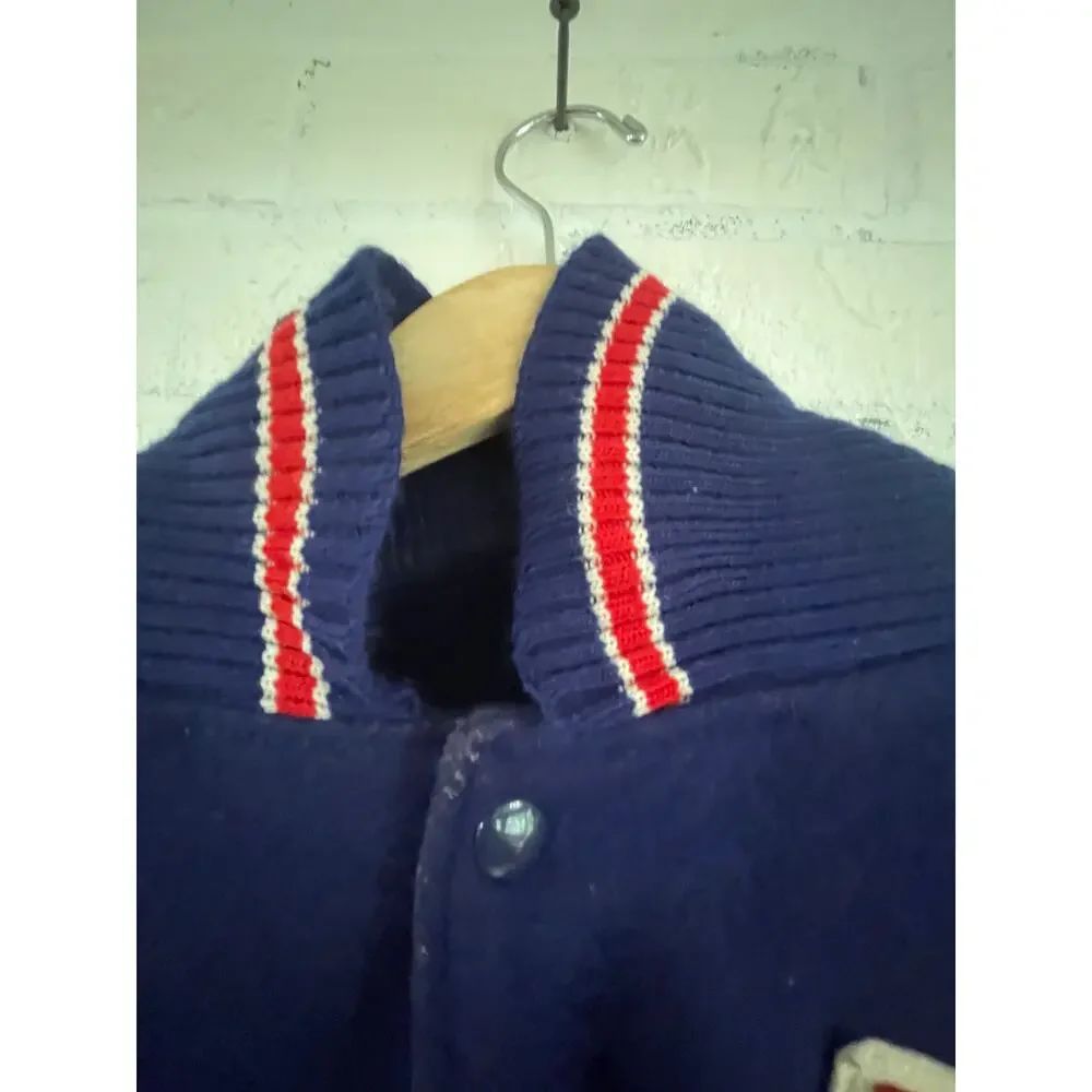 Vintage DeLONG Varsity Letterman Jacket Football Track 52 Long USA Wool Leather